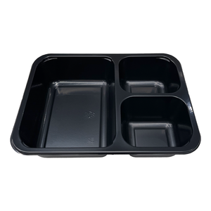 Model 0123 - 27 oz. Rectangle 3 Compartment Black CPET Tray 