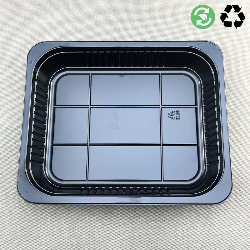 100% Leak Proof Recyclable Black White Cpet Plastic Food Tray 