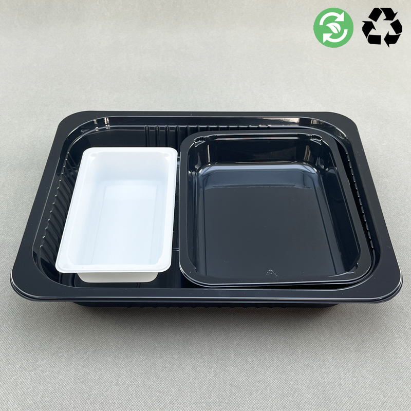 Oven and Microwave used Black&White CPET Food Trays 