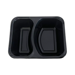 Model 0143 - 15 oz Rectangle 2 Compartment Black CPET Tray