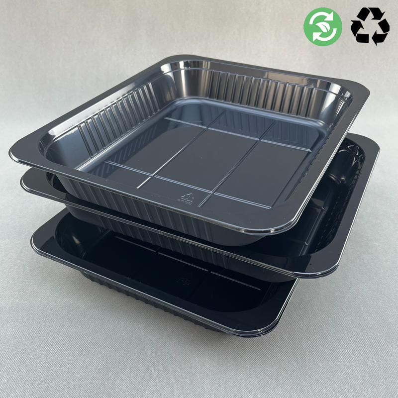 Custom Design Disposable Black CPET Fast Food Tray